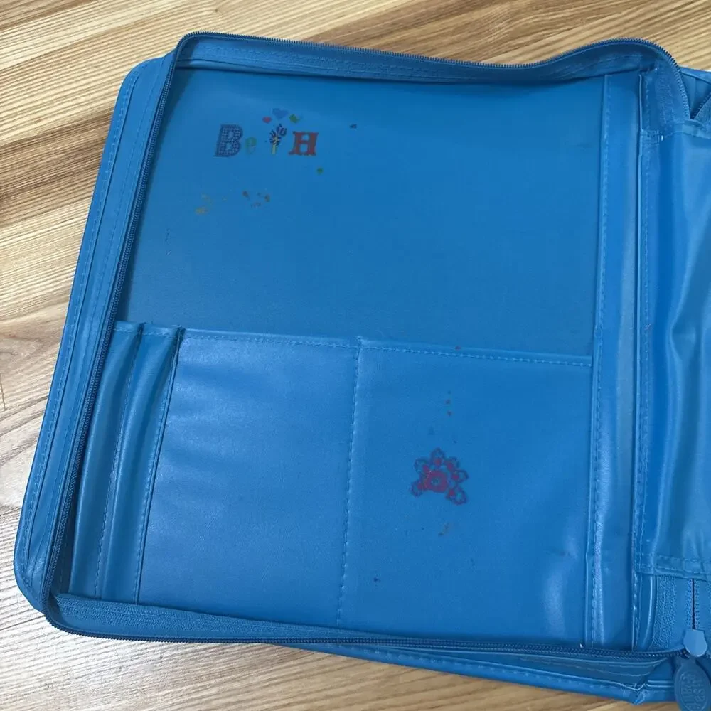 Vintage 1990s Lisa Frank Horse Rainbow Chaser Foal Zip Up 3 Ring Binder Blue